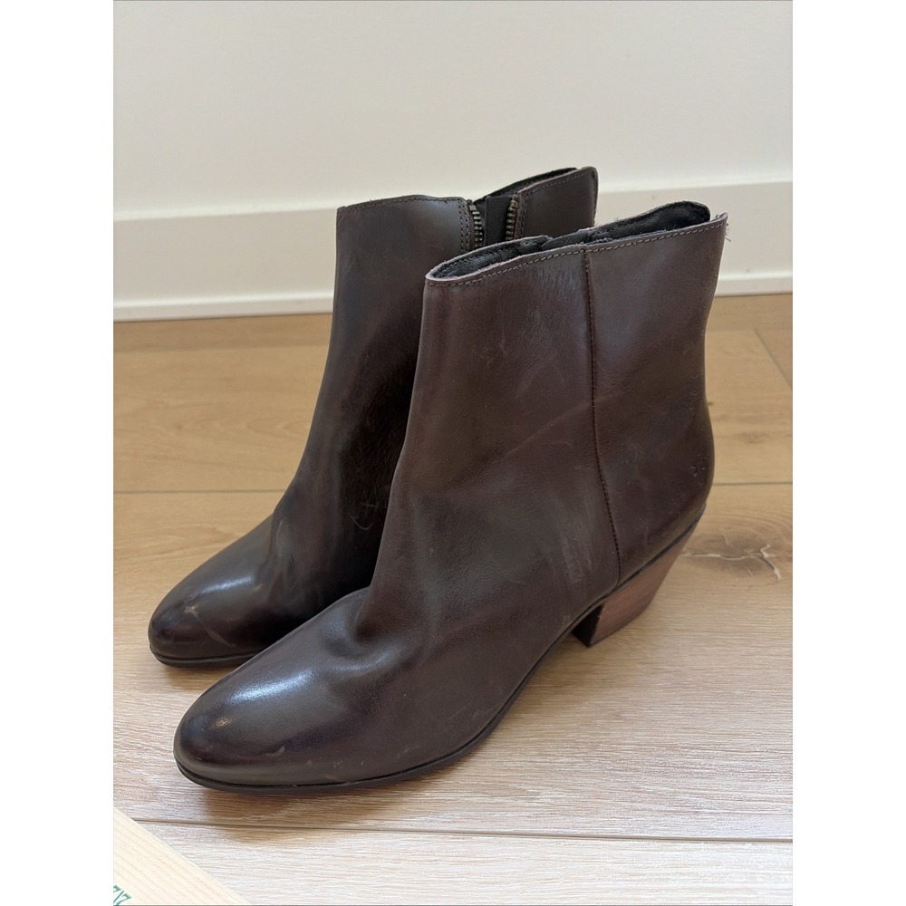 FRYE MEGAN SIDE ZIP Dark Brown LEATHER ANKLE BOOTIES Size 10